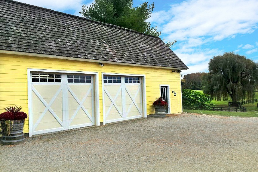 Garage doors in a barndominium